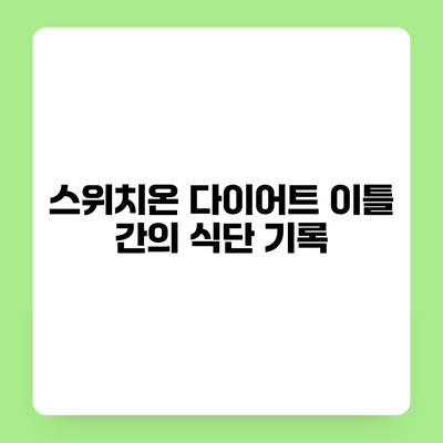 스위치온 다이어트 이틀 간의 식단 기록