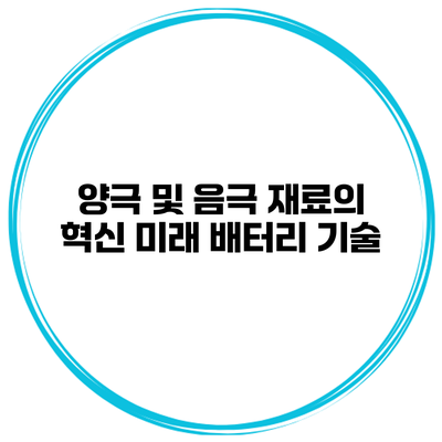 양극 및 음극 재료의 혁신 미래 배터리 기술