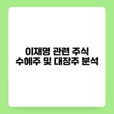 이재명 관련 주식 수혜주 및 대장주 분석