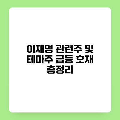 이재명 관련주 및 테마주 급등 호재 총정리
