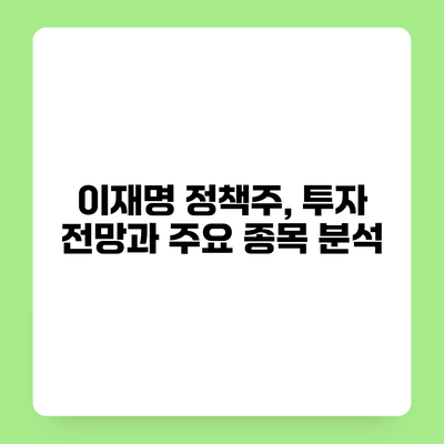 이재명 정책주, 투자 전망과 주요 종목 분석