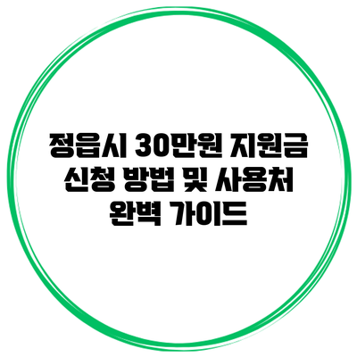 정읍시 30만원 지원금 신청 방법 및 사용처 완벽 가이드