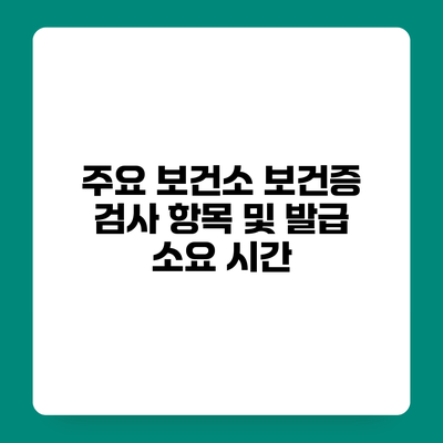 주요 보건소 보건증 검사 항목 및 발급 소요 시간