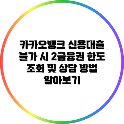 카카오뱅크 신용대출 불가 시 2금융권 한도 조회 및 상담 방법 알아보기