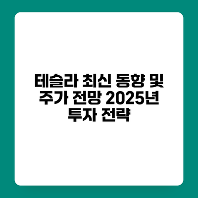테슬라 최신 동향 및 주가 전망 2025년 투자 전략
