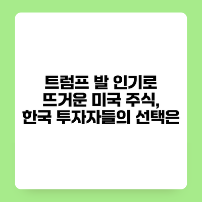 트럼프 발 인기로 뜨거운 미국 주식, 한국 투자자들의 선택은?