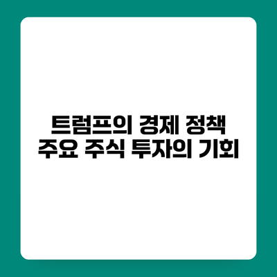 트럼프의 경제 정책 주요 주식 투자의 기회