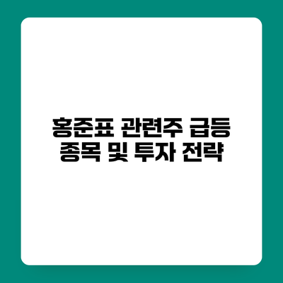 홍준표 관련주 급등 종목 및 투자 전략