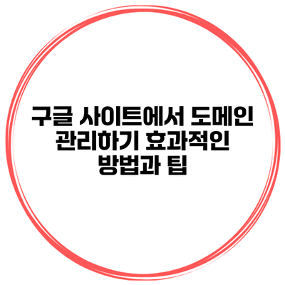 구글 사이트에서 도메인 관리하기: 효과적인 방법과 팁