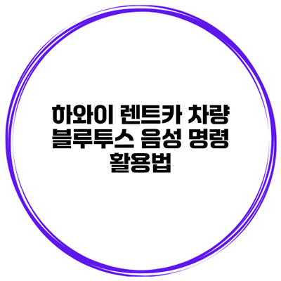 하와이 렌트카 차량 블루투스 음성 명령 활용법
